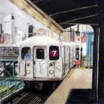 Brooklyn El by Mildred Rutstein in Watercolor