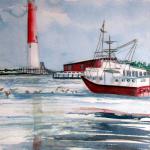 Old Barney in the Winter, Watercolor, Carol Neugebauer